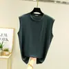 Camiseta sin mangas de modal ligera de verano con cuello redondo medio para mujer, camiseta básica sin mangas, top casual holgado