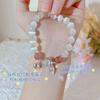 Pulsera de Elfo Oscuro para Mujer Imitación Obsidiana Cascabeles Plateados Piedra Lunar Cristal Lunar Pulsera para Novias Regalo