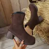 Botas de tacón alto color nude para mujer, temporada otoño e invierno, botas altas, nuevo estilo popular 2026, a media pantorrilla, versátiles, botas cortas de doble uso, botas ajustadas para mujer