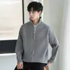 Chaqueta de punto tipo cárdigan para hombre, Otoño Invierno, Estilo coreano, Moderna, De alta gama, Suéter acanalado, Cuello alto, Top de punto casual