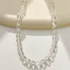 Colar Exquisito de Cristal Transparente com Contas Inspirado no Estilo Coreano Ins, Acessório de Corrente Magnética Elegante Versátil para o Dia a Dia