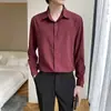 Camisa de Boda para Novio y Padrino para Hombre color vino tinto Manga Larga Corte Ajustado Casual de Negocios Camisa Base