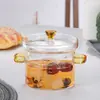 Olla Pequeña de Vidrio para Estofado Tazón Transparente con Tapa y Escala Tazón para Natillas al Vapor Olla para Sopa de Nido de Pájaro Tazón Transparente de Vidrio para Huevos al Vapor