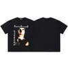 ERD Melancolia Rica Segunda Geração Estilo Americano High Street Estampa de Figura Verão Retrô Camiseta Casual Solta de Manga Curta Masculina e Feminina