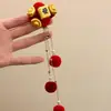 2026 Ano Novo Tassel Vermelho Grampo de Cabelo Crianças Saudação de Ano Novo Dança do Leão Presilha de Cabelo Acessório de Cabelo Meninas Estilo Antigo Hanfu Presilha Adorno de Cabeça