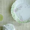 Mi Yan Porcelana Blanca Maceta de Glicina Pintada a Mano Soporte Cerámico Doméstico Plato Seco de Burbujas Pequeño Plato para Refrigerios de Mesa de Té Tapa de Plato Cuenco Cojín para Tetera