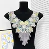 Venta Caliente Transfronteriza Colorida Bordado Pesado Aplique Frontal de Cuello Disfraz de Actuación Falda de Baile Decoración de Vestido de Novia Broche Cuello Frontal Flor