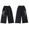 Pantalones Casuales Rosa Mariposa Lavados Desgastados de Street Dance Jazz para Mujer Verano Caída Sueltos Perezosos Pierna Ancha Pantalones Deportivos