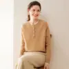 Nuevo suéter de cachemira de punto falso de dos piezas con empalme, estilo simple de otoño para mujer, cuello redondo en V, suéter versátil de base