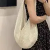 Bolso de Hombro Tejido para Viajes de Vacaciones, Bolso de Mano Retro de Malla Hueca, Bolso Simple Tejido