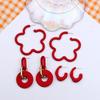 Novos brincos Vermelho Rosa brincos tinta spray conjunto de três peças simples em C-shaped amor estrela de cinco pontas círculo brincos brincos para mulheres