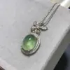 Pingente de Pedra de Uva Natural, Cristal Fluorescente Tipo Gelo, Finamente Cravejado em Prata 925 Pura, Pedra Principal 10*13mm