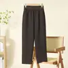 Calça da mamãe, calça casual de outono e inverno, calça estilosa de cintura alta de vovó para mulheres de meia-idade e idosas, calça longa quente de inverno com forro de fleece e espessada