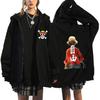 Chaqueta con estampado perimetral de animación de One Piece, unisex, estilo hip-hop, holgada y con capucha, a la moda.
