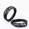 Pulsera de acero inoxidable con hebilla magnética de cuerda de cuero tejido multicapa para hombre, joyería de estilo nacional de comercio exterior transfronterizo, venta al por mayor