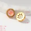 Accesorios Chapados en Oro Estilo Antiguo Componentes para Joyería DIY Incrustados con Piedra Ojo de Gato, Espaciadores Redondos Huecos de Cobre Tachonados con Pedrería Venta al por Mayor