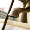 Grifo de bañera antiguo con ducha de teléfono de mano, juego para sentarse, doble manija, ducha simple de cerámica