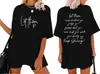 Camiseta de mujer talla grande europea y americana let them misuiker cruzada casual de verano con cuello redondo y manga corta