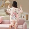 Pijamas de estilo coreano para niñas, ropa de casa de manga larga y fina con dibujos animados para niños y niñas de talla mediana y grande, para primavera y otoño, traje de verano.