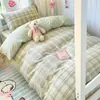 Juego de ropa de cama de tres piezas de gasa fruncida, fresco y sencillo, para dormitorios de estudiantes, ropa de cama para dormitorios de secundaria y universidad, sábana y funda de edredón para el inicio del año escolar