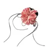 Elástico Elegante Coreano de Seda Satinada con Flor Grande para el Cabello con un Toque de Lujo para Mujeres, Adecuado para Peinados de Moño Bajo