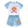 Traje de Verano para Niñas del Equipo Wang Wang 2022 Nuevo Estilo Moderno Traje Infantil de Manga Corta para Niñas Traje de Dos Piezas para Niños Pequeños y Medianos