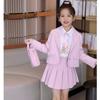Traje de Estilo Preppy para Niñas Otoño 2025 Nuevo Traje para Niños Conjunto de Dos Piezas Chaqueta Estilo Niña Falda Plisada
