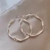 Nuevos Pendientes de Aro Plateados Retorcidos para Mujer, Nicho, Sencillos, de Alta Gama, Pendientes de Lujo Ligero con Temperamento Único y Versátiles Accesorios para Orejas