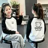 Camiseta Base de Cuello Redondo para Niñas 2026 Nuevo Estilo Ropa Interior para Niños Medianos y Mayores Polar por Ambos Lados Ropa Otoño/Invierno Bloque de Color Manga Larga Tendencia