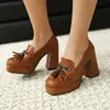 Zapatos de Mujer Estilo Nuevo 2026 con Borlas y Costuras Transfronterizas, Plataforma de Tacón Grueso, Talla Grande, Slip-On, Zapatos de Tacón Alto de Moda para Mujer