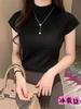 Suéter Chaleco de Otoño de Cuello Medio Ajustado sin Mangas para Mujer Top Exterior Camiseta de Manga Corta Camisa Base Fina Interior