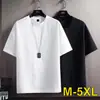 Nova camiseta de verão de manga curta de algodão e linho, camiseta masculina de cor sólida, camisa solta de base, branca, de meia manga