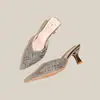 Pantuflas de Pedrería Famosas en Internet para Mujer Verano Moda Punta Fina Tacón Delgado Zapatos de Mujer 2024 Nuevas Sandalias de Mujer Tacón Alto Zuecos Medios