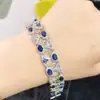 Pulsera de Zafiro Natural de Sri Lanka con Plata S925 Finamente Incrustada Tamaño de Piedra Principal 3*4, 4*6mm