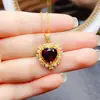 Venta al por mayor de fábrica Popular Colgante de Granate Natural Plata S925 Incrustado Piedra Principal 8*8 Joyería de Lujo Venta Directa de Fábrica