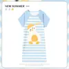 Pijama Feminino Verão Manga Curta Fino Desenho Animado Pequeno Fresco Fofo Estilo Ins Solto Camisola Doce Estudante Roupas de Casa