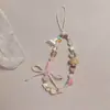 Cadena de Lanyard para Teléfono Móvil con Lazo Blanco de Verano Cadena CCD con Cuentas Colgante Pequeño Fresco para Teléfono Móvil Cuerda Anti-Pérdida