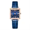 Relógio Quadrado Popular Transfronteiriço para Mulheres, Estilo Business, Elegante Relógio de Quartzo Feminino com Pulseira de PU, Relógio de Quartzo com Movimento Japonês Atacado