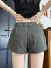 Shorts de Traje a Rayas Blancas y Negras para Mujer, Estilo Delgado de Verano, Cintura Media-Baja, Adelgazante, Pantalones Anchos Holgados, Hot Pants Lavados