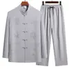Traje bordado de manga larga estilo Tang para abuelos de mediana edad y mayores, atuendo de verano para papás, ropa Hanfu para hombres estilo chino, ropa para personas mayores