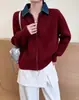 Otoño e Invierno Nuevo Tejido de Punto Transfronterizo Cárdigan para Mujer Estilo Coreano Falso Dos Piezas Holgado Patchwork de Mezclilla Top de Punto Cárdigan para Mujer
