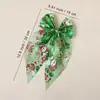 Grampo de Cabelo com Laço de Rede de Natal Padrão Papai Noel Floco de Neve Adorno de Cabeça Festivo Acessórios de Cabelo Doces Europeus e Americanos para Crianças