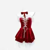 Domi La Celebridad de Internet Batalla de Navidad Bata Colección Vestido de Fiesta para Mujer Sexy Disfraz de Navidad Cos Conejita Vestido Set