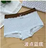 Calcinha de bolinhas, calça de algodão puro de quatro cantos, novo design de entrepernas antibacteriano, estampa de laço, roupa íntima feminina simples e versátil