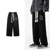 Pantalones Deportivos de Punto para Hombre Estilo Retro Americano con Red, Harem Holgado, Pantalones Casuales de Letras para Hombre Otoño