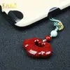Cadena para Teléfono Móvil de Arena de Cristal Bolsita para Dinero Colgante Colgante de Bolso Marca Tranquilidad Arena Roja de Cinabrio Llavero del Año Zodiacal