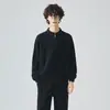 Ropa de Hombre Transfronteriza Ropa Europea y Americana Transfronteriza Sudadera con Media Cremallera para Hombre Otoño Holgada Cuello Alto Cepillado Color Sólido Capa Interior Manga Larga