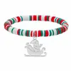 Popular Europeu e Americano Argila de Polímero Série de Natal Pulseira Papai Noel Boneco de Neve Pingente de Aço Inoxidável Joias para Comércio Exterior Atacado