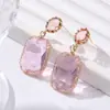 Pendientes de Aguja de Plata Artística de Aleación de Sentido Avanzado Geométrico Pendientes Coloridos Versátiles Pendientes de Aguja de Plata de Cristal de Zirconia para Mujer