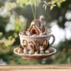 Colgante Acrílico Plano de Casa Taza de Café Conejo de Pascua Llavero Accesorios para Espejo Retrovisor de Coche Colgante para Mochila